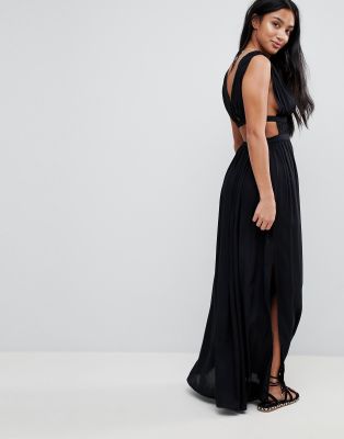 grecian plunge maxi dress
