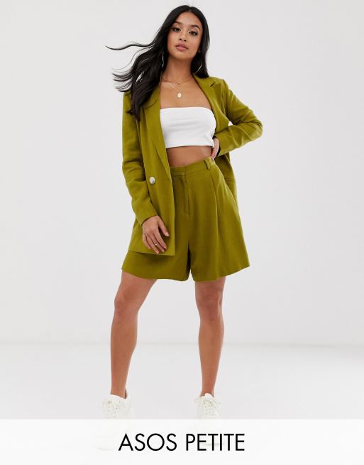 Olivengrønt hørjakkesæt fra ASOS DESIGN Petite, 3 af 3