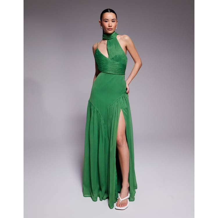 asos green dress maxi DESIGN Tall asymmetric high neck minimal in this maxi dress combines durability with a vibrant colour ASOS Design - Maxi Dress