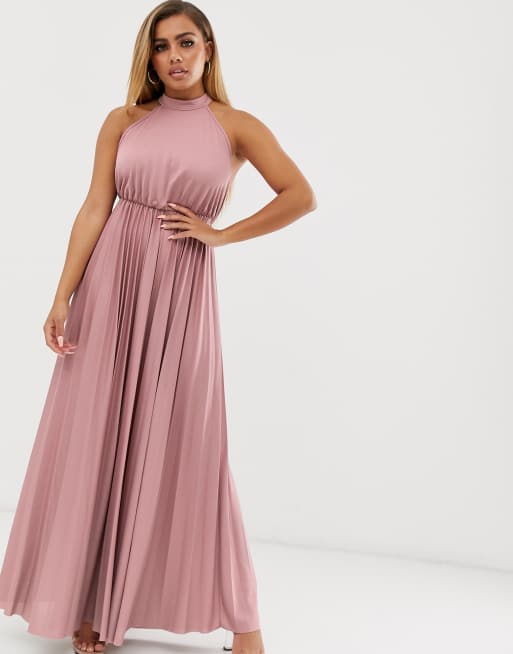 Asos design halter pleated waisted maxi dress sale