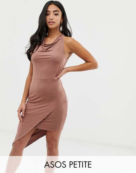 ASOS DESIGN Petite Halter Slinky Wrap Midi Dress