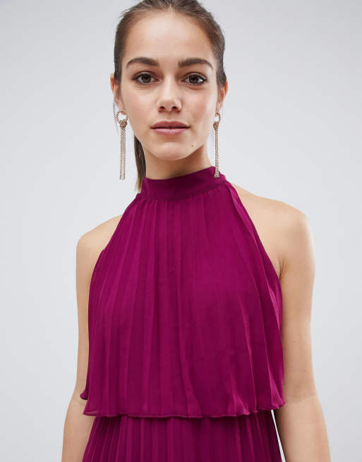 Asos design halter tie cheap neck midi dress in pleat