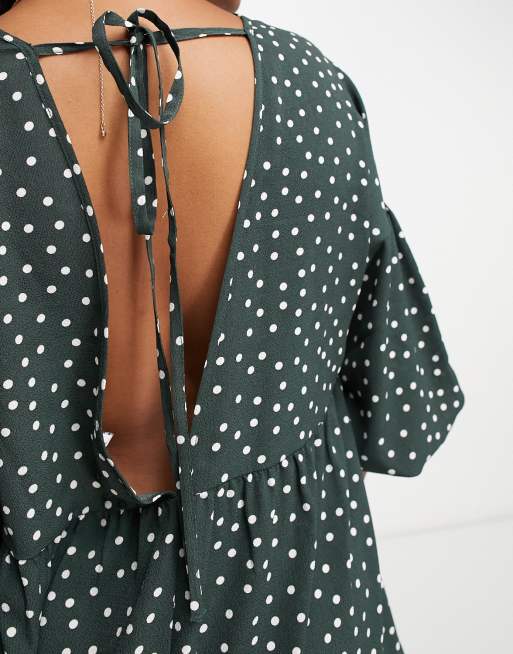 Asos green polka dot dress clearance