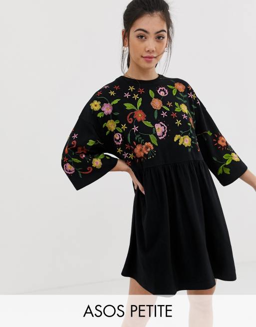 ASOS DESIGN Petite – Hängerkleid mit Stickerei