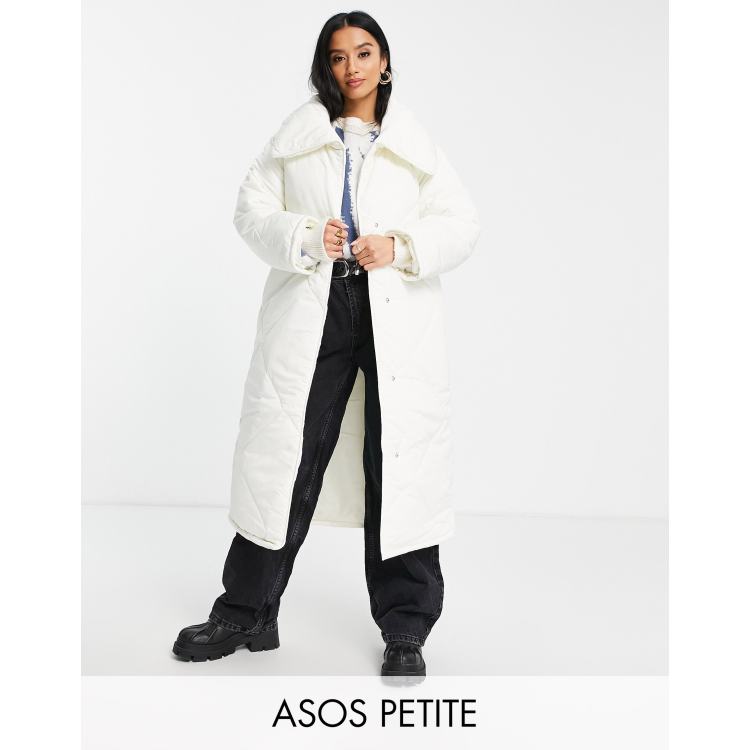 ASOS DESIGN Petite Hero Cappotto lungo oversize trapuntato color crema ASOS