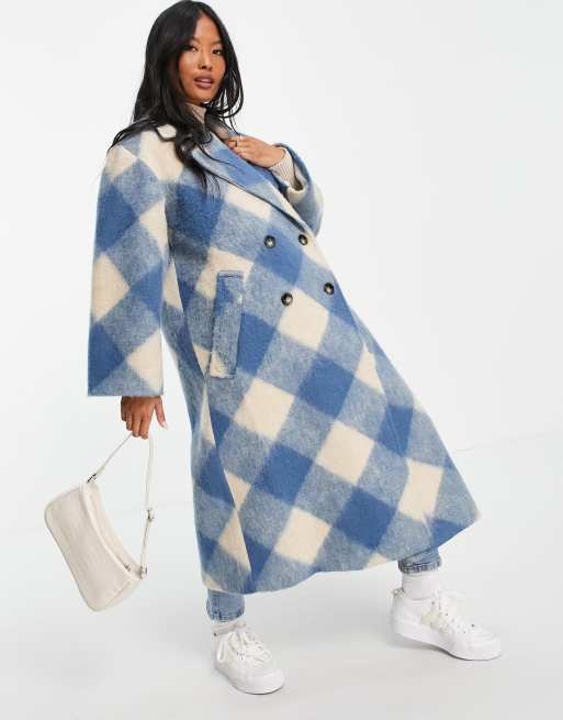 ASOS DESIGN Petite hero diamond check oversized coat