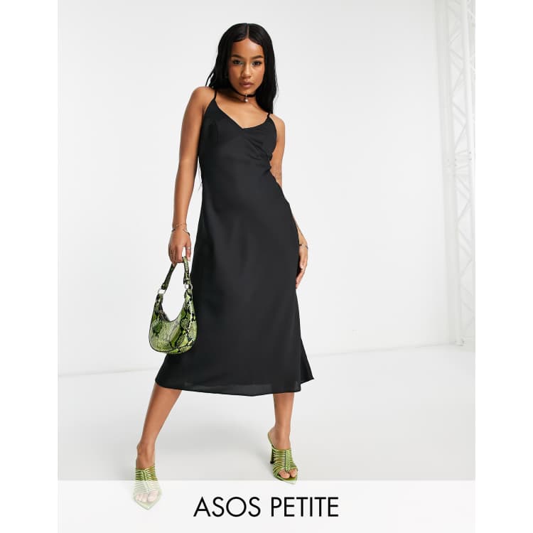 ASOS DESIGN Fuller bust high apex satin maxi slip dress in black