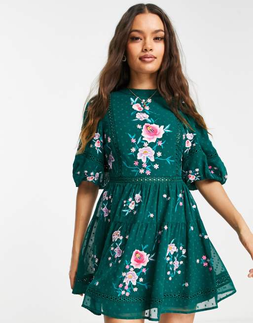 Asos petite best sale embroidered dress