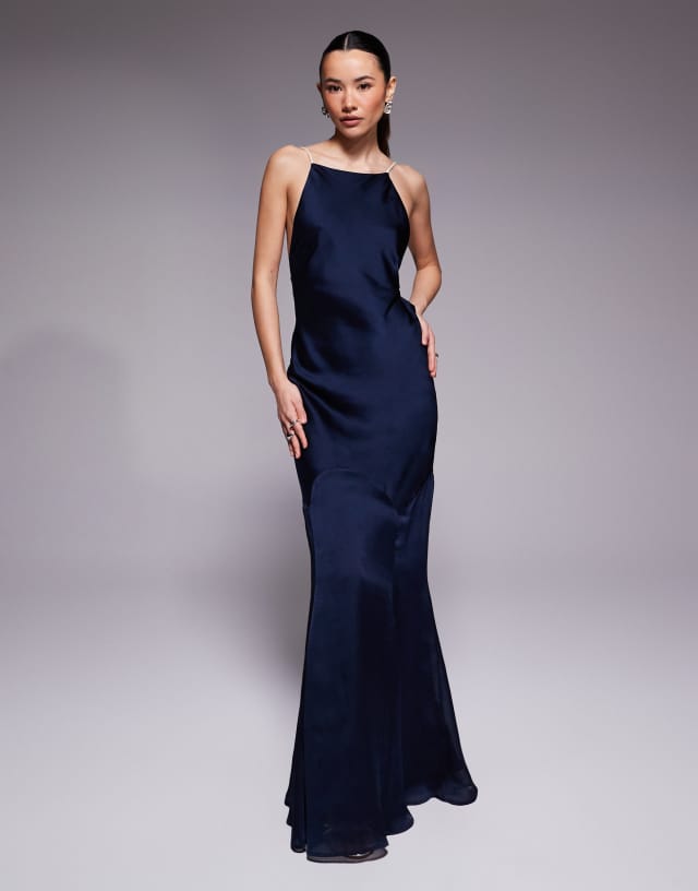 fishtail design dresses ASOS Petite high neck satin bias maxi dress in navy Silk Satin Colors:Dark Olive 799 Web Collection: Pastel maternity dresses A lovely 1920s black Light blue fishtail Zipper Oc casions Sexy