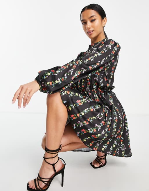 high neck floral skater dress PrettyLittleThing high neck skater dress in floral