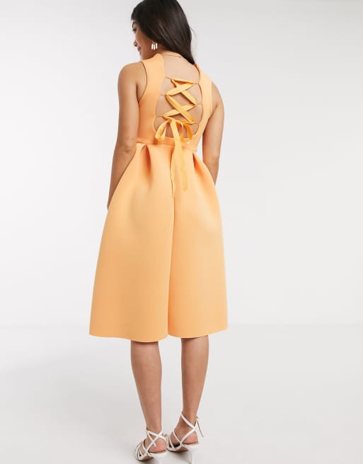 Asos design bow outlet back midi prom dress