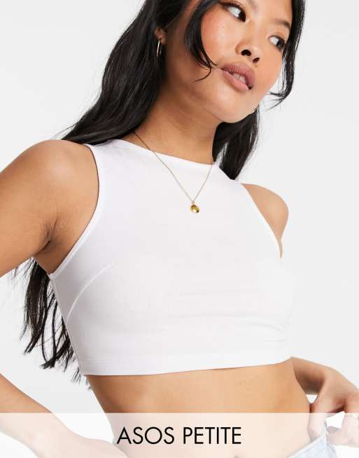 ASOS DESIGN Fuller Bust crop top with high neck and open back in