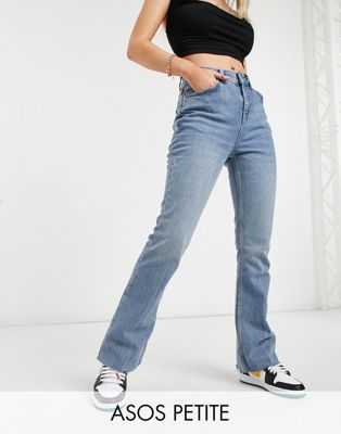ASOS DESIGN Petite high rise '70's' stretch flare jeans in lightwash - ASOS Price Checker