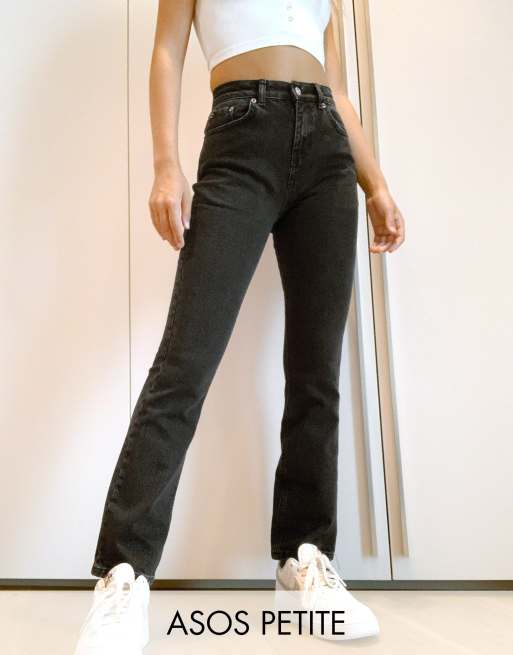 ASOS DESIGN Petite high rise '70's' stretch flare jeans in washed black