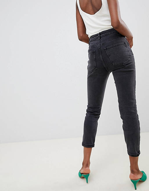 Jeans Petite high rise farleigh 'slim' mom jeans in washed black 