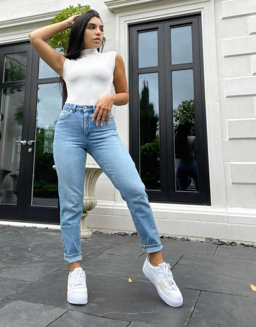 ASOS DESIGN Petite high rise lift and contour slim mom jeans in