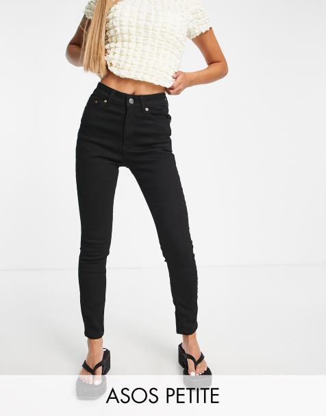 ASOS DESIGN Petite ribbed flare pants with lettuce hem in black