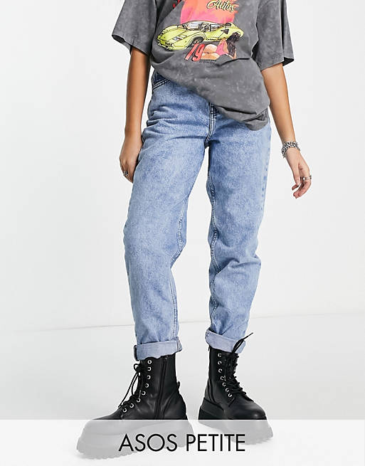 ASOS DESIGN Petite high rise 'original' mom jeans in lightwash