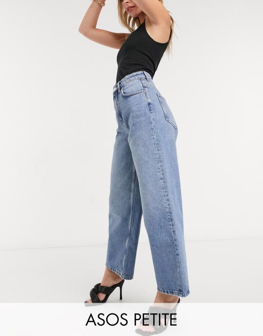 ASOS DESIGN Petite high rise 'relaxed' dad jeans brightwash | ASOS