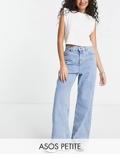 ASOS DESIGN Petite high rise relaxed dad jeans in lightwash Asos Men Clothing Jeans High Waisted Jeans 