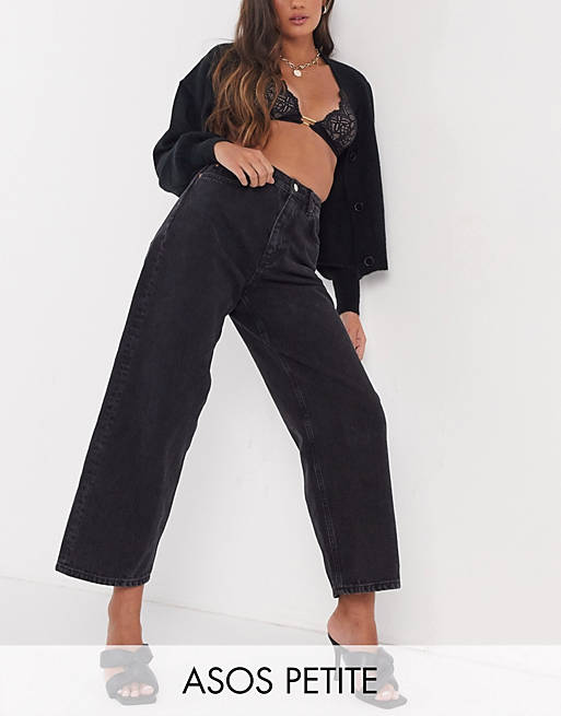 ASOS DESIGN Petite high rise 'relaxed' dad jeans in washed black