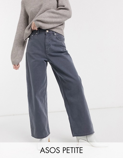 ASOS DESIGN Petite High rise 'relaxed' dad jeans with in pebble grey