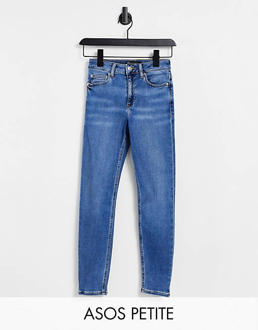 Women Petite high rise ridley 'skinny' jeans in pretty mid stonewash 
