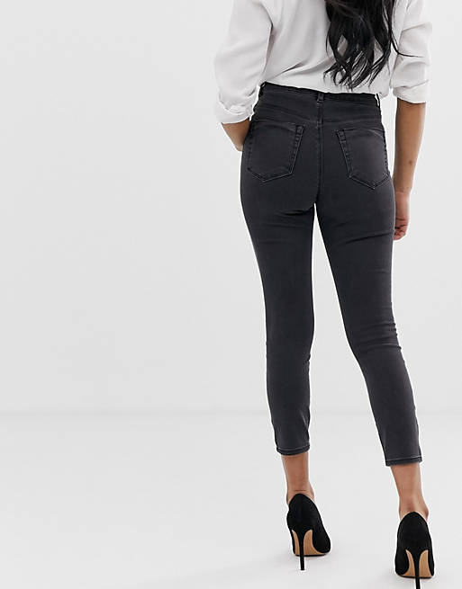 Women Petite high rise ridley 'skinny' jeans in washed black 