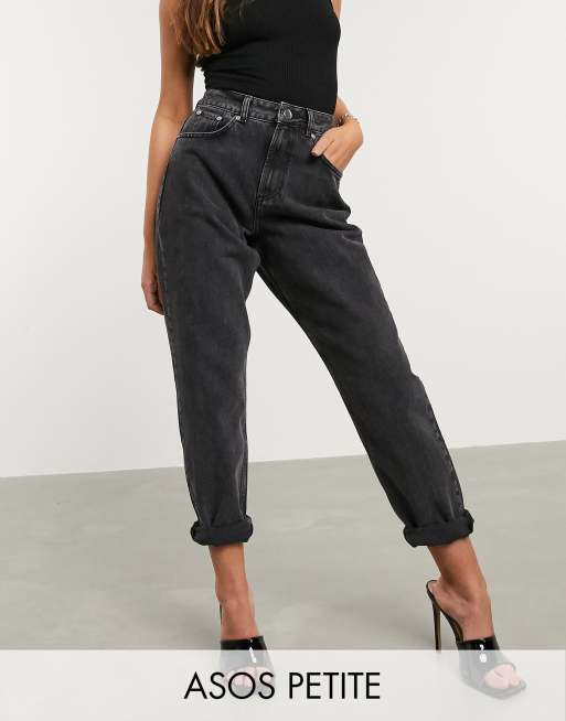 high rise mom jeans black