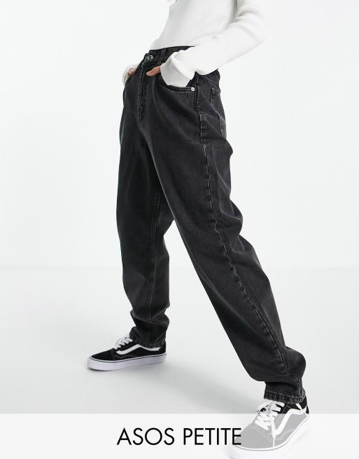 ASOS DESIGN Petite high rise 'Slouchy' mom jeans in washed black
