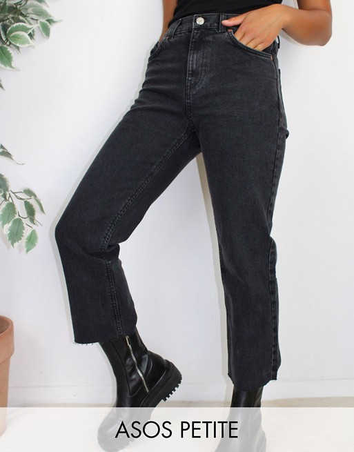 ASOS DESIGN Petite high rise stretch 'effortless' crop kick flare jeans ...