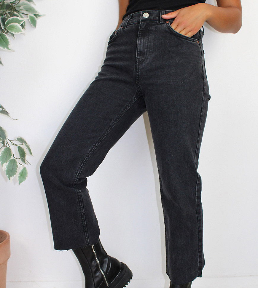 Product photo of Asos design petite high rise stretch effortless crop kick flare jeans in black