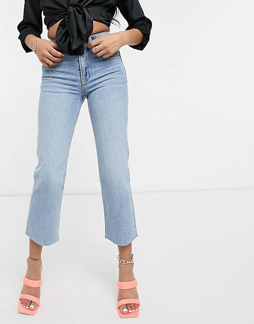 Jeans Petite high rise stretch 'effortless' crop kick flare jeans in lightwash 