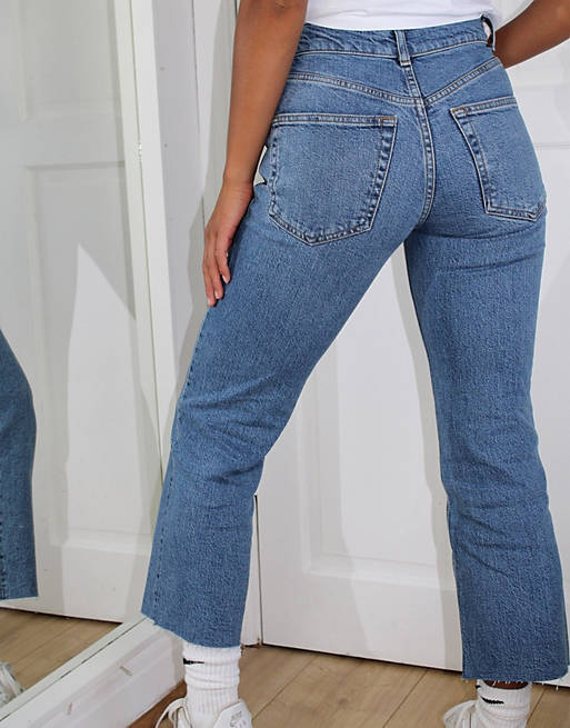 Jeans Petite high rise stretch 'effortless' crop kick flare jeans in vintage midwash 