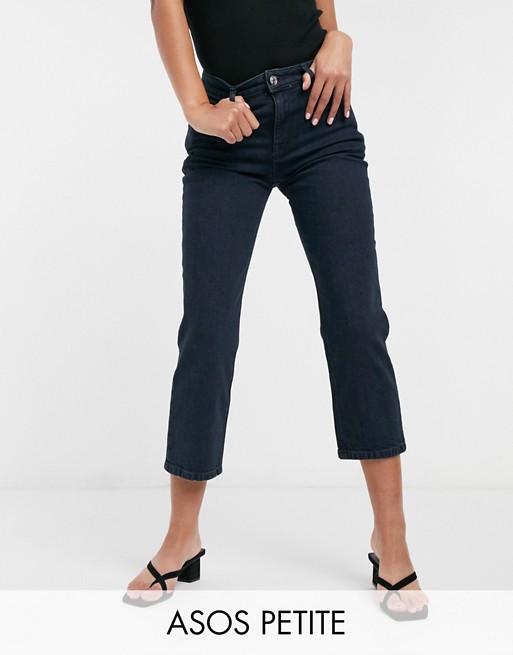 ASOS DESIGN Petite high rise stretch 'slim' straight leg jeans in darkwash