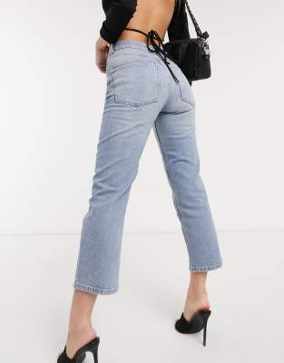 petite high rise straight leg jeans