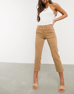 tan straight leg jeans