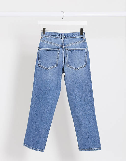  Petite high rise stretch 'slim' straight leg jeans in vintage midwash 