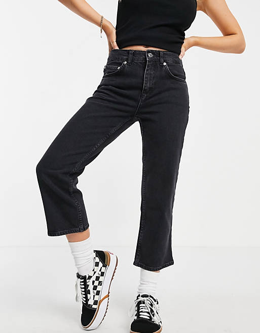 Jeans Petite high rise stretch 'slim' straight leg jeans in washed black 