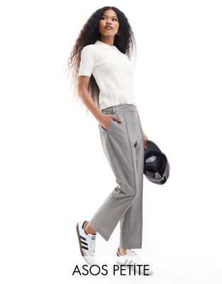 ASOS DESIGN Petite high waist cropped tailored trouser in grey