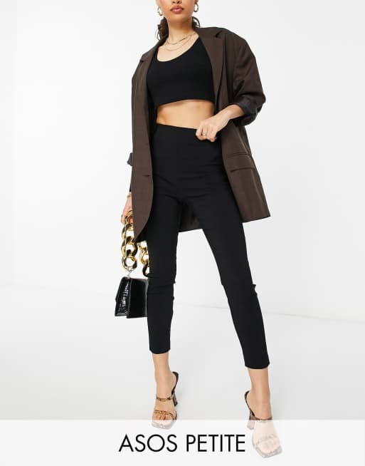 Petite black store skinny trousers