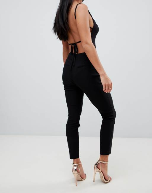 ASOS DESIGN Petite high waist pants skinny fit in black