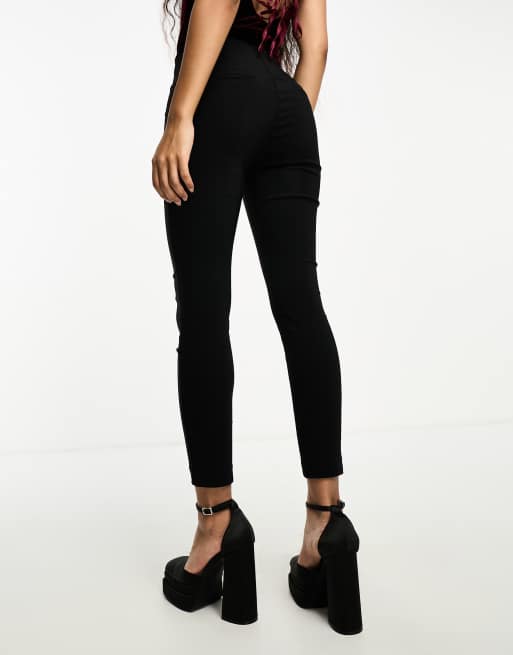 ASOS DESIGN Petite high waist pants skinny fit in black