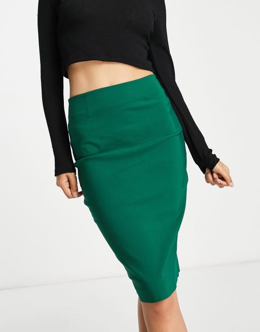 ASOS DESIGN high waist pencil skirt in green