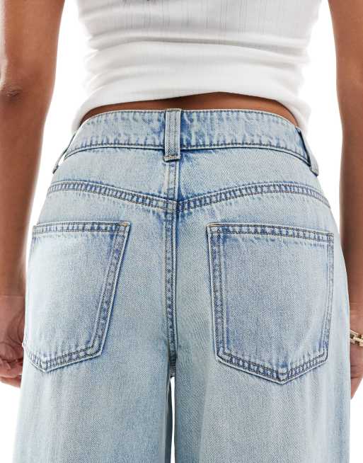 ASOS DESIGN Petite high waist wide leg jeans in vintage wash, 4 of 5