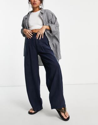 navy high waist trousers