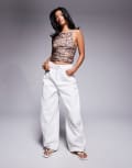 [ASOS Petite] ASOS DESIGN Petite high waisted barrel jeans in ecru-White 14 Ecru