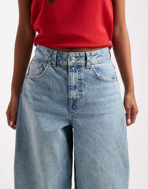 ASOS DESIGN Petite high waisted barrel leg jeans in pale vintage wash