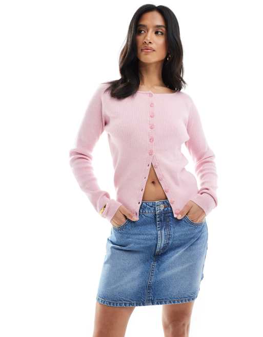 ASOS DESIGN Petite high waisted mini skirt in midwash