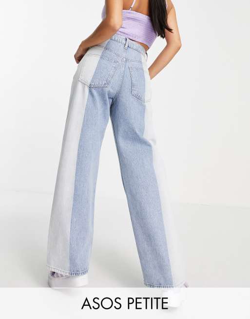 ASOS DESIGN Petite - Højtaljede afslappede dad-jeans i totonet lyd vask